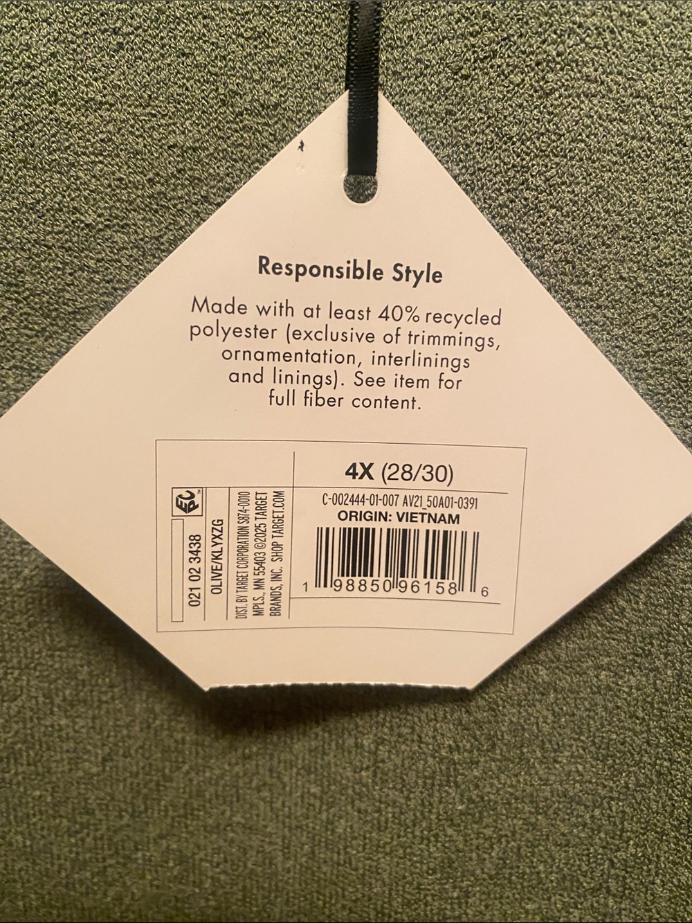 Ava & Viv Olive Green V-Neck Women's Tank Top…size 4X (28-30) - Picture 5 of 5